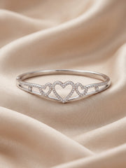 92.5 Sterling Silver Endless Hearts Crystal Bracelet for Women