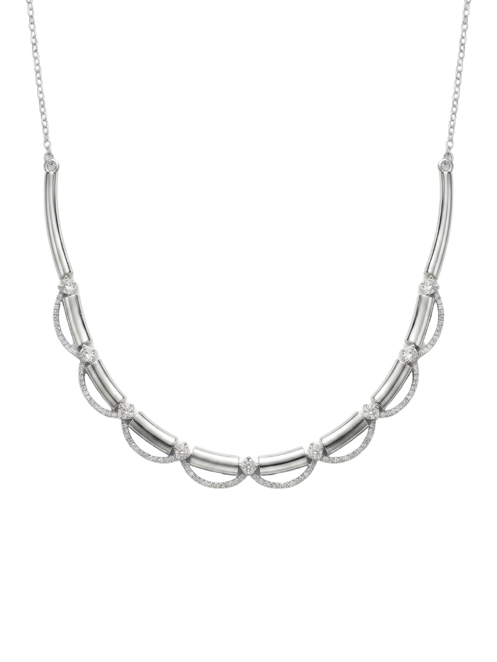 925 Sterling Silver Silver Grace Arc Necklace Set with earrings