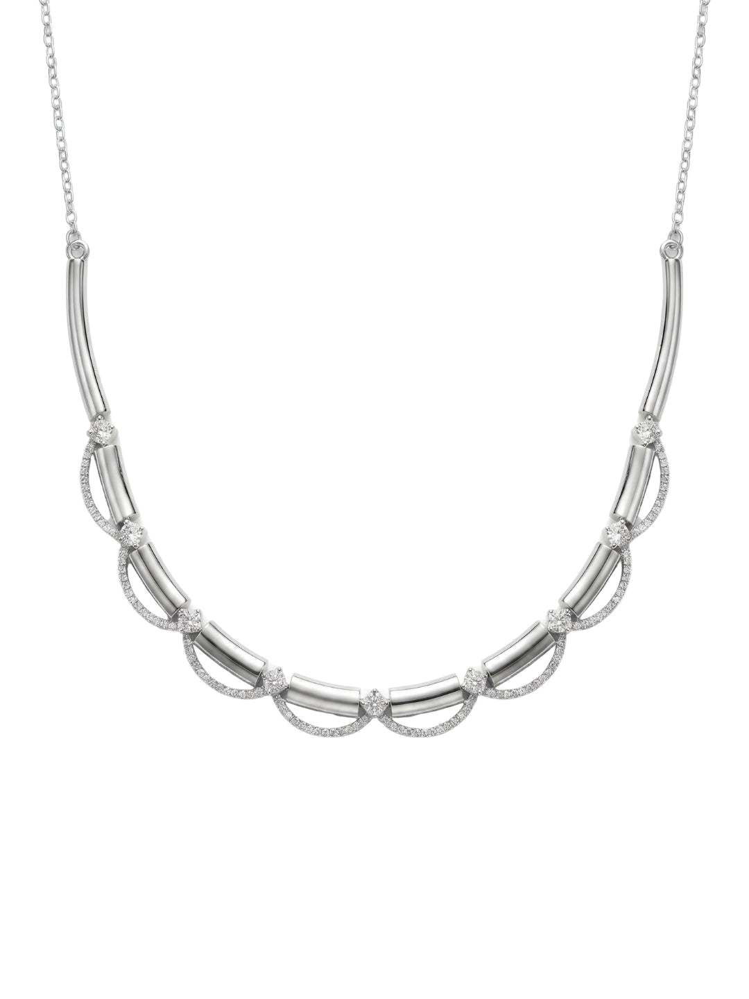 925 Sterling Silver Silver Grace Arc Necklace Set with earrings