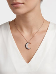 925 Sterling Silver Midnight Lunar Crescent Pendant Necklace for Women