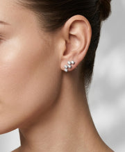 925 Silver Sparkle Curve Stud Earrings for Women