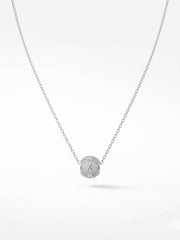 925 Sterling Silver Pavé CZ Filigree Sphere Pendant Necklace for Women