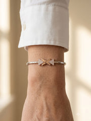 92.5 Sterling Silver Rose Gold Geometric Bow Bracelet for Women