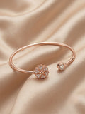 92.5 Sterling Silver Blossom Heart Open Cuff Bracelet for Women