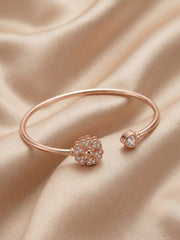 92.5 Sterling Silver Blossom Heart Open Cuff Bracelet for Women