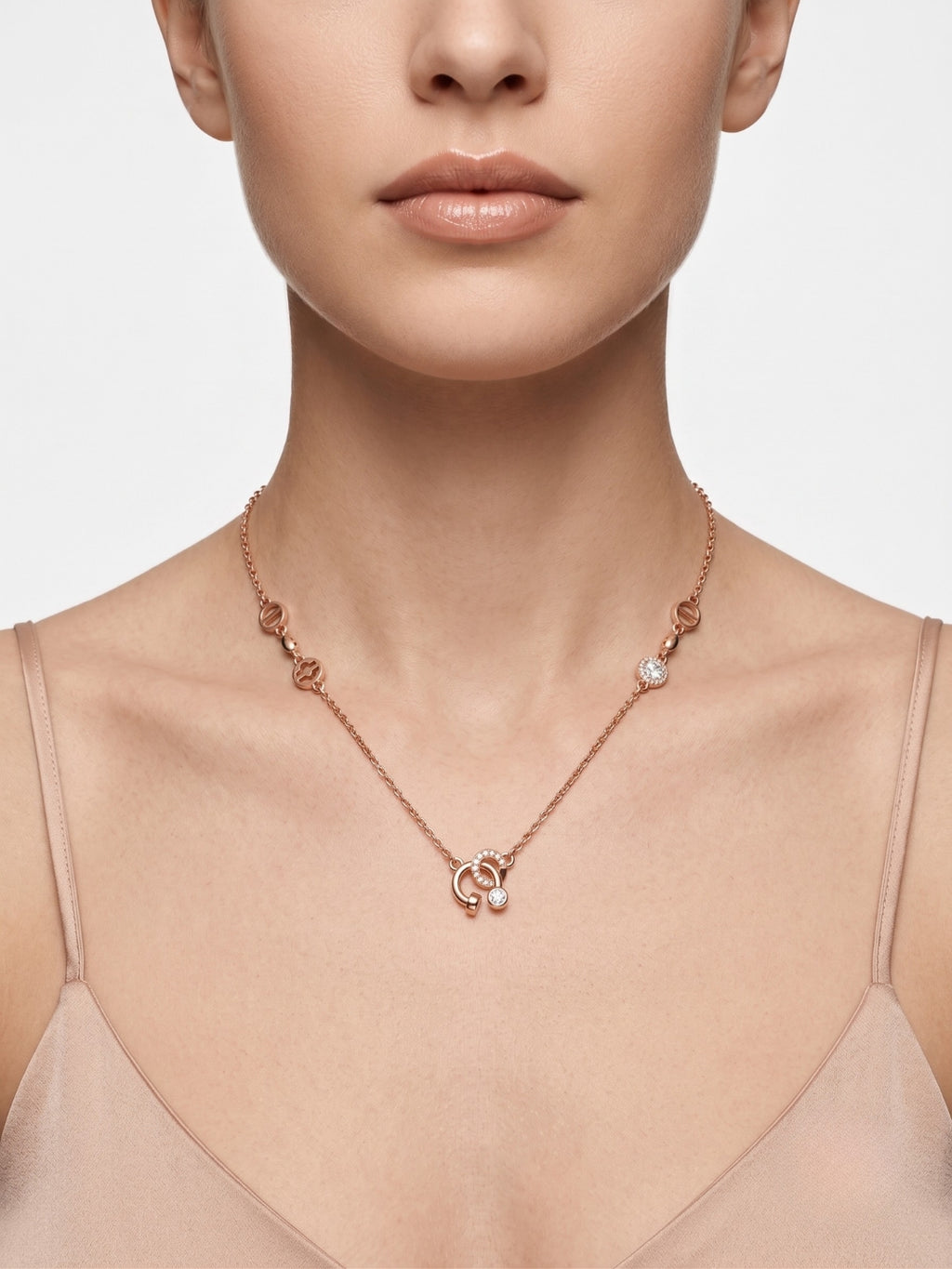 925 Sterling Silver Celestial Charm Station Necklace for Women