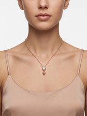 925 Sterling Silver Rose Gold Crystal Cat Charm Necklace for Women