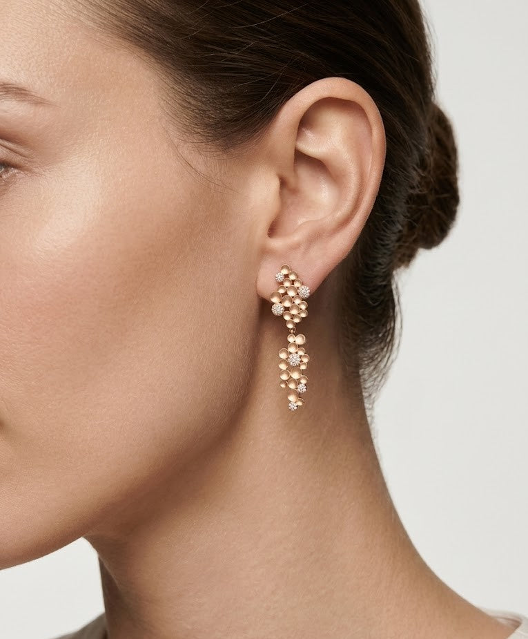 925 Silver Rose Gold Bubble Drop Earrings for Women