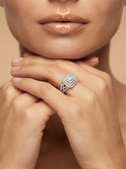 925 Silver Infinity Halo Diamond Ring for Women