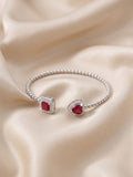 92.5 Sterling Silver Ruby Romance Double Charm Bracelet for Women
