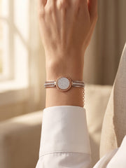 92.5 Sterling Silver Rose Gold Crystal Circle Statement Bracelet for Women