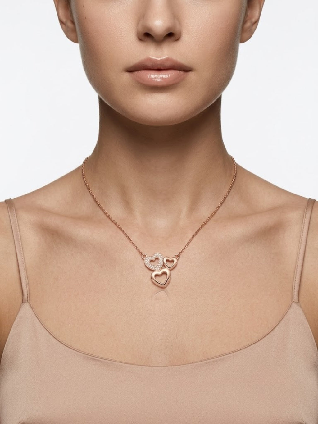 925 Sterling Silver Forever Together Heart Trio Necklace for Women