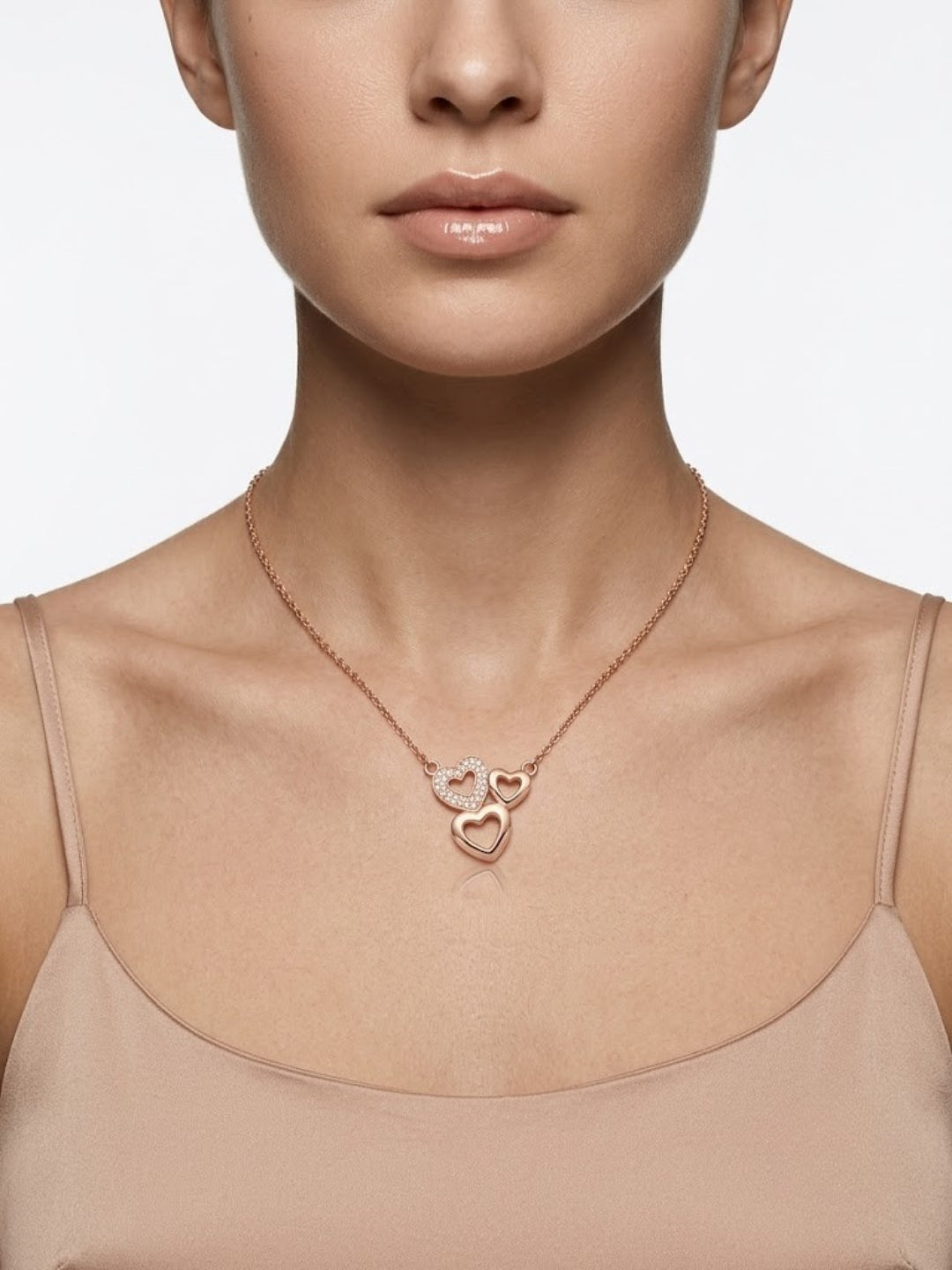 925 Sterling Silver Forever Together Heart Trio Necklace for Women