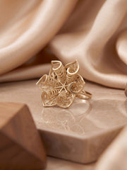 925 Sterling Silver Gold Bloom Filigree Ring for Women