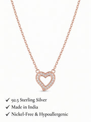 925 Sterling Silver Sparkling Heart Charm Necklace for Women
