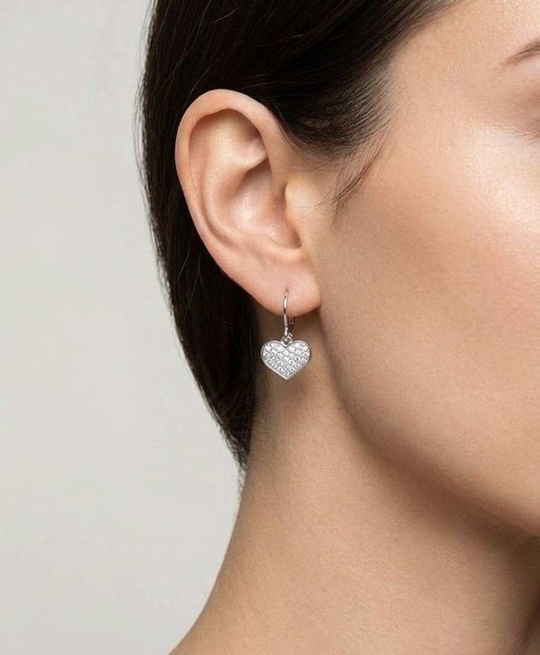 925 Silver Earrings Heart Hoops Earrings for Women