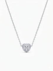 925 Sterling Silver CZ Heart Cage Pendant Necklace for Women