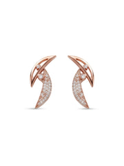 925 Sterling Silver Rose Gold Crescent Sparkle Necklace Set with earrings