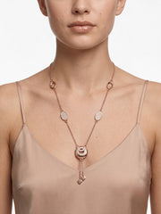 925 Sterling Silver Double Circle Pavé Drop Necklace For Women