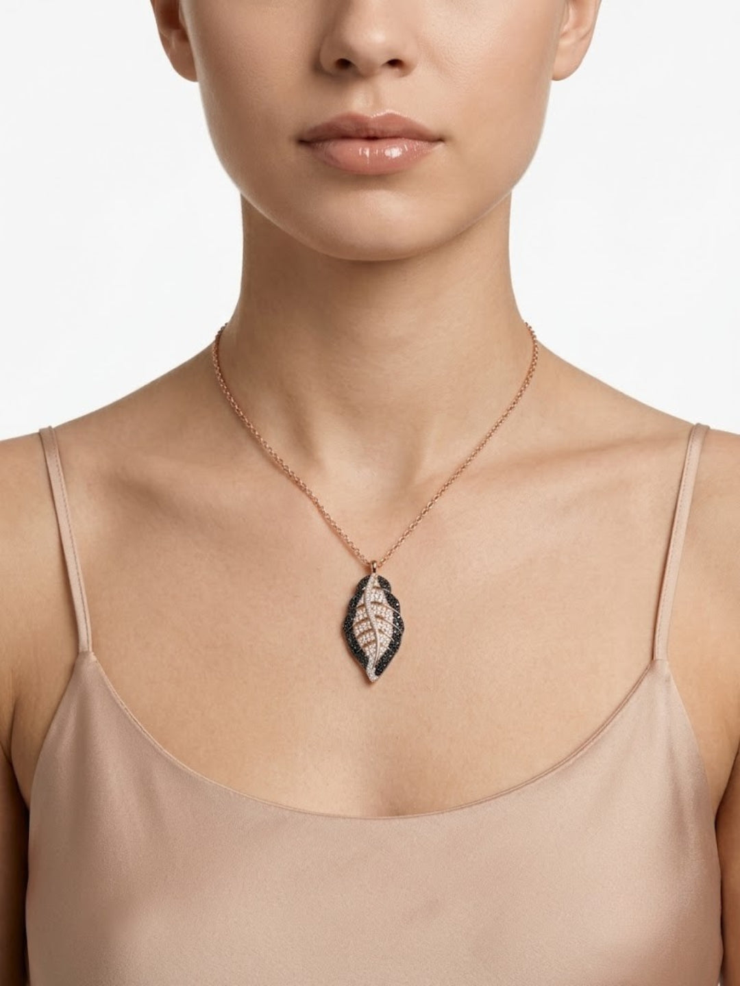 925 Sterling Silver Midnight Leaf Elegance Necklace for Women
