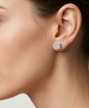 925 Silver Square Crystal Stud Earrings for Women