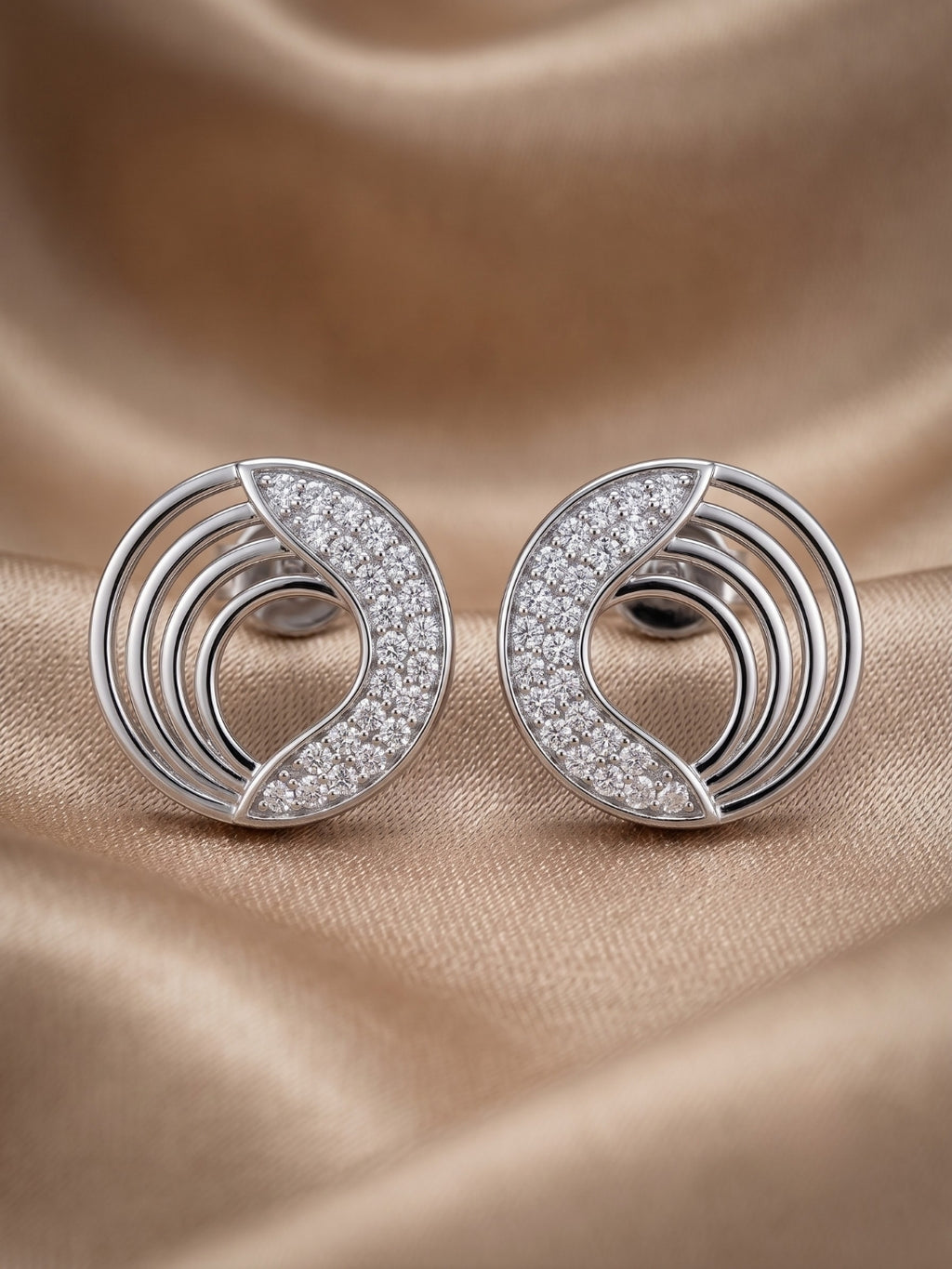 925 Sterling Silver Harmony Wave Circle Pendant Set with Earrings