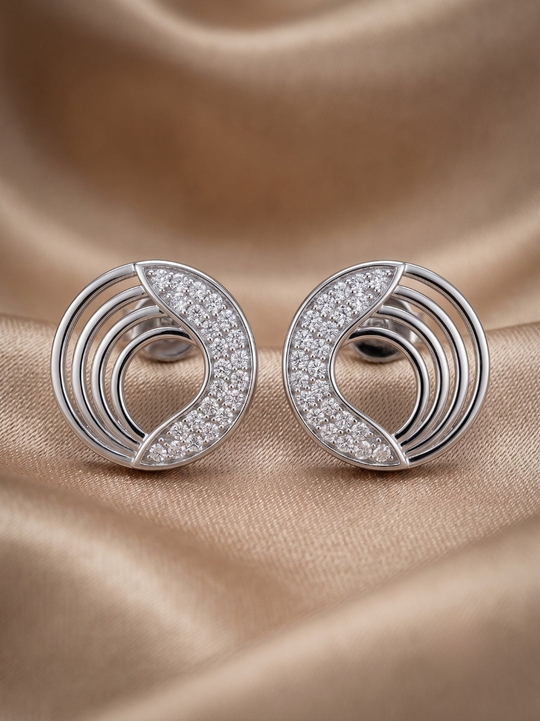 925 Sterling Silver Harmony Wave Circle Pendant Set with Earrings
