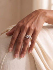 925 Sterling Silver Two Tone Infinity Diamond Ring for Women