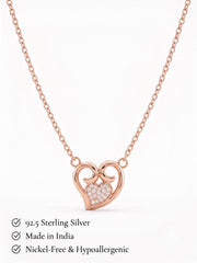 925 Sterling Silver Royal Embrace Heart Necklace for Women