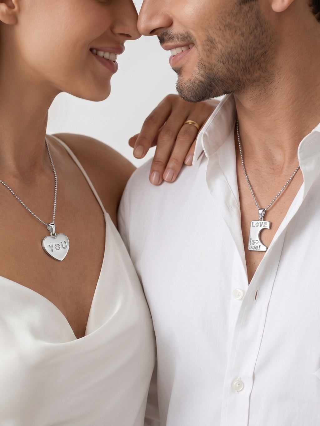 925 Sterling Silver Love Is You Couple Pendant Without Chain