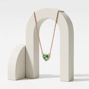 925 Sterling Silver Emerald Heart Necklace for Women