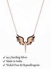 925 Sterling Silver Rose Gold Angel Wings Pendant Necklace for Women
