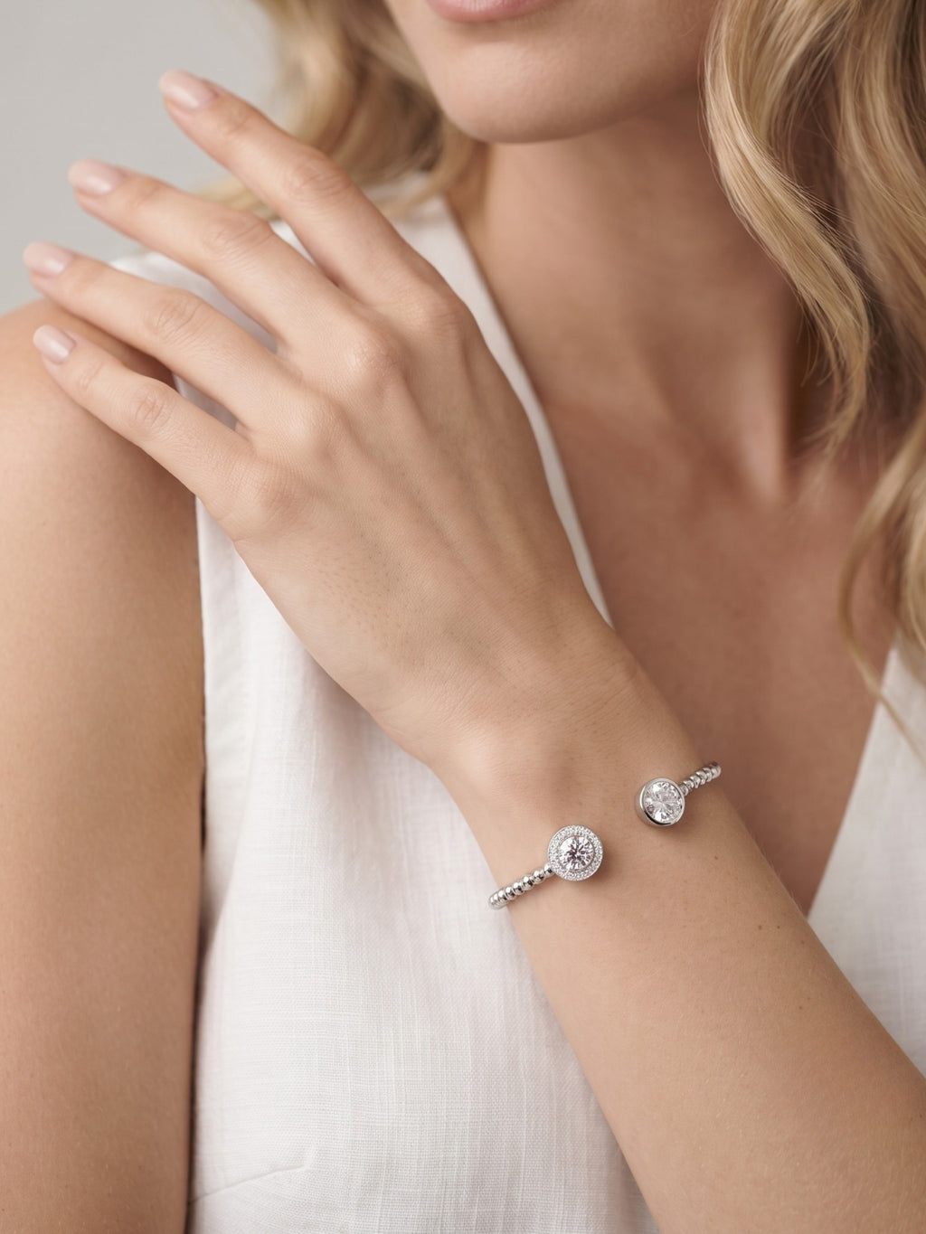 925 Silver Celeste Twin Spark Open Bracelet for Women