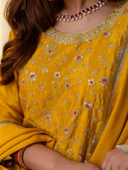Vanya Women’s Mustard Festive Embroidered Yoke Palazzo Set