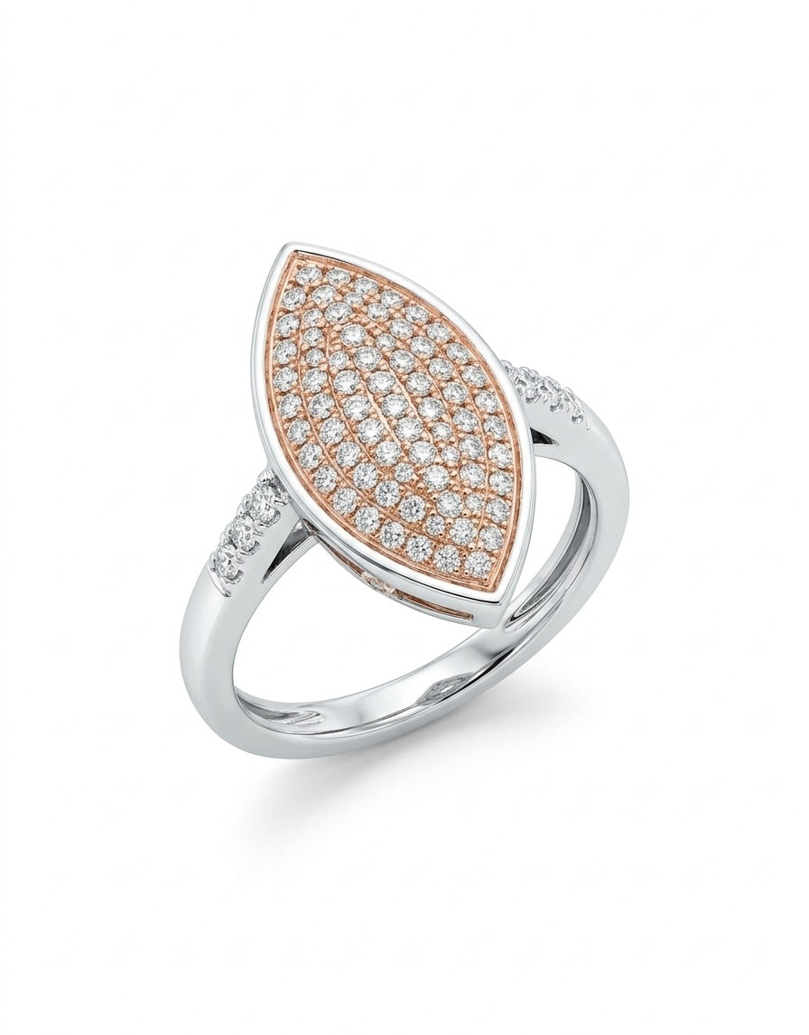 925 Sterling Silver Marquise Pavé Statement Ring for Women