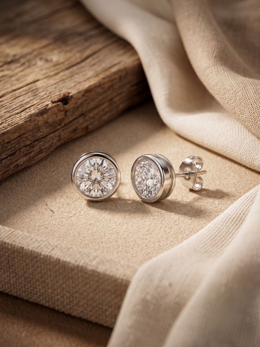 925 Silver Round Stud Earrings for Women