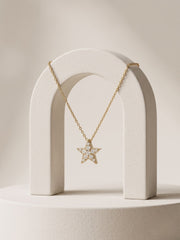 925 Sterling Silver Golden Celestial Star Necklace for Women