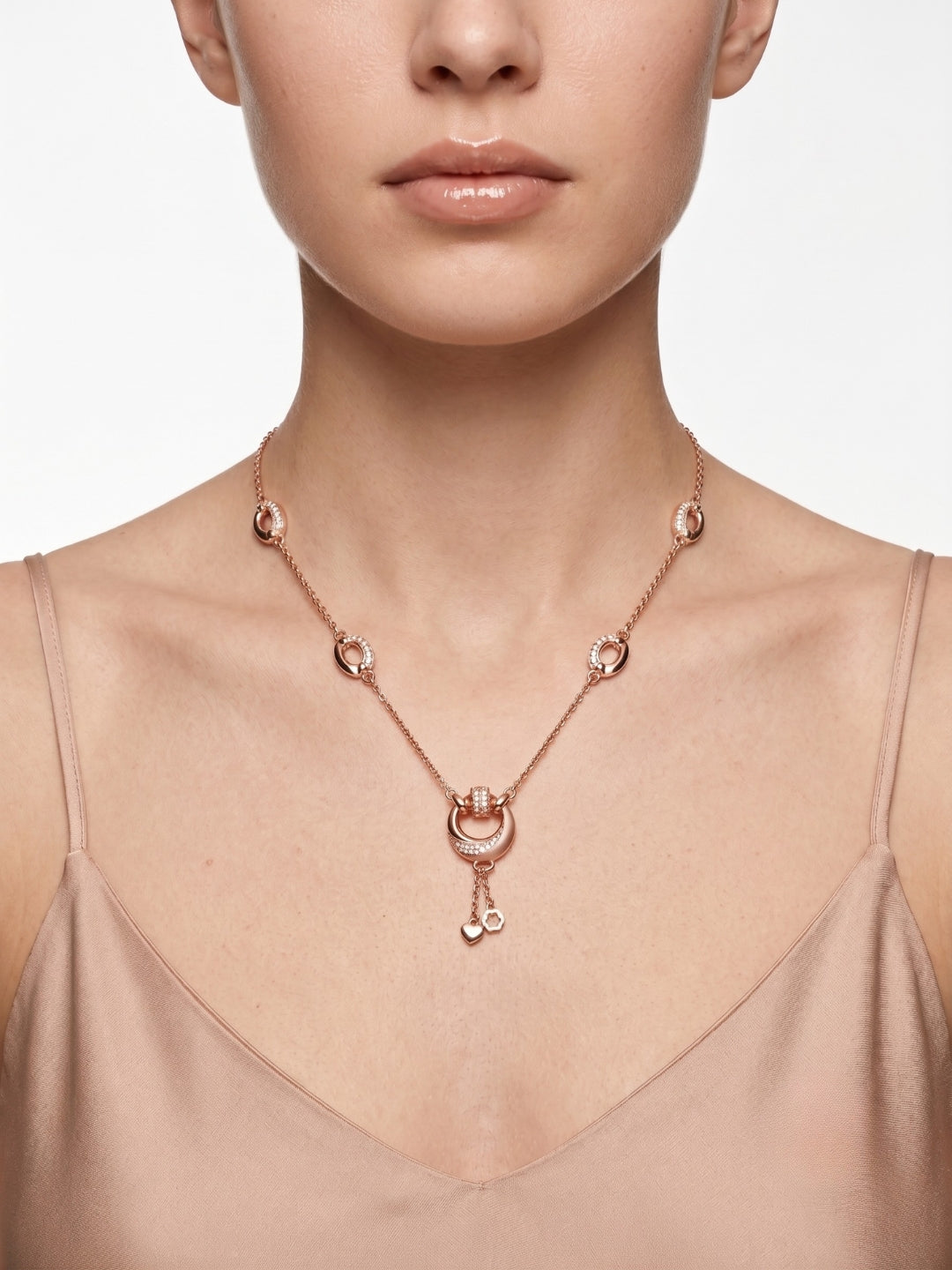 925 Sterling Silver Pavé Oval Link Tassel Necklace For Women