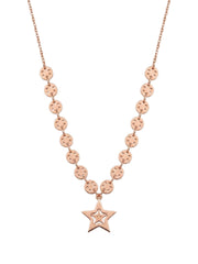 925 Sterling Silver Textured Disc Star Pendant Necklace For Women