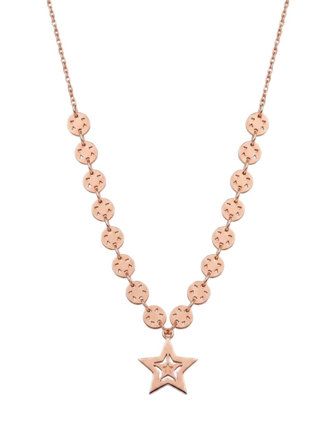 925 Sterling Silver Textured Disc Star Pendant Necklace For Women
