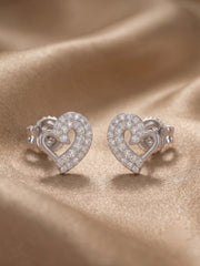 925 Sterling Silver Sparkling Open Heart Pendant Set with Earrings