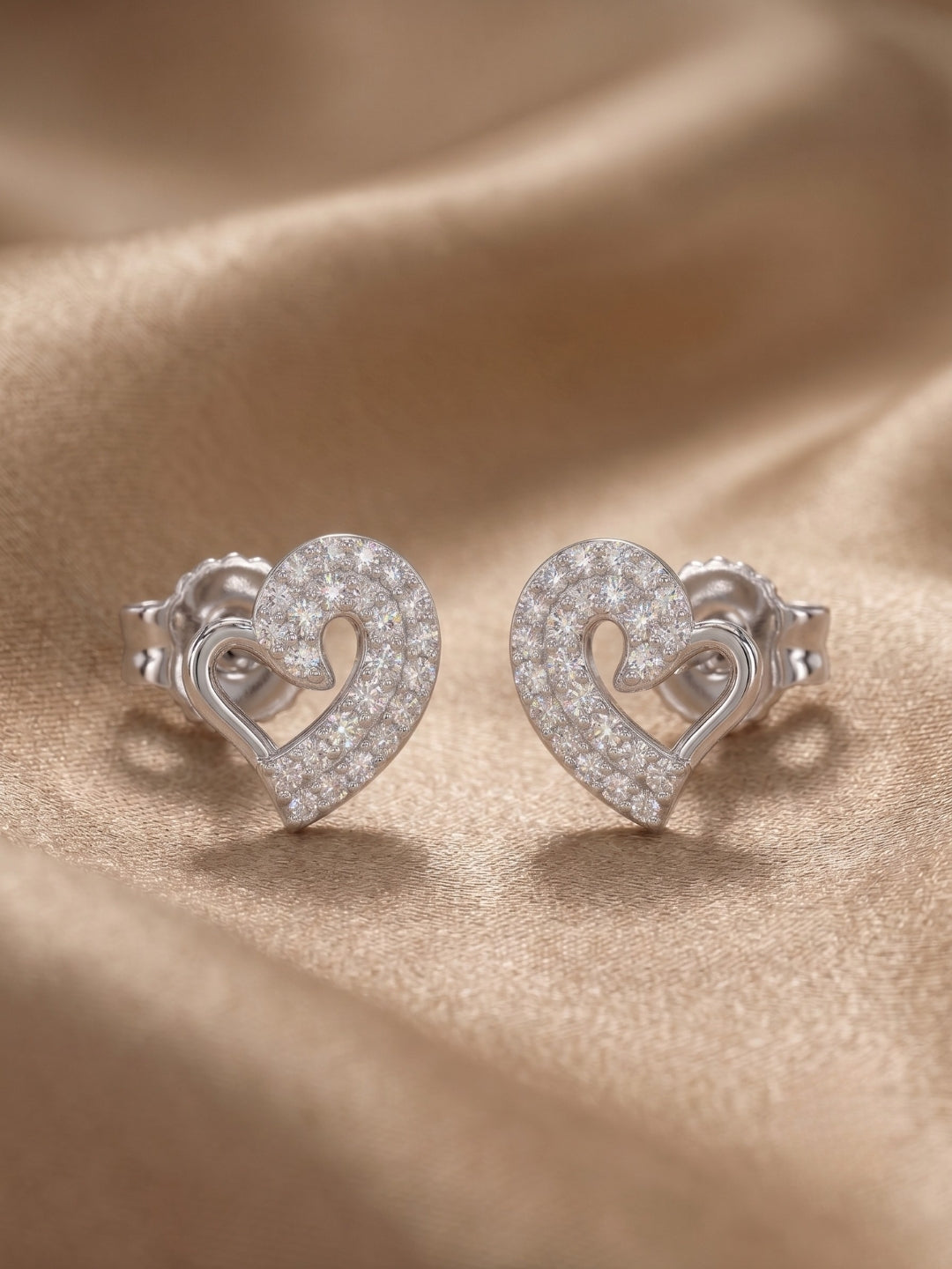 925 Sterling Silver Sparkling Open Heart Pendant Set with Earrings