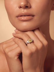 925 Silver Golden Princess Solitaire Ring for Women