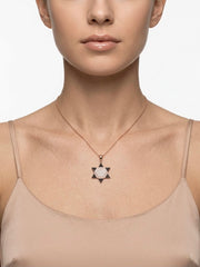 925 Sterling Silver Hexagram CZ Pendant Necklace for Women
