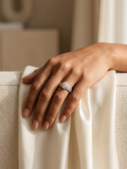 925 Sterling Silver Pear Cut Halo Pavé Ring for Women