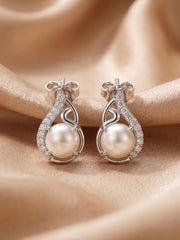 925 Sterling Silver Luminous Pearl Swirl Pendant Set with Earrings