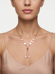 925 Sterling Silver Adjustable Disc Tassel Necklace for Women