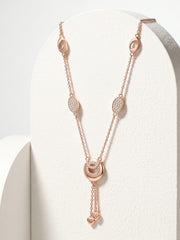 925 Sterling Silver Double Circle Pavé Drop Necklace For Women