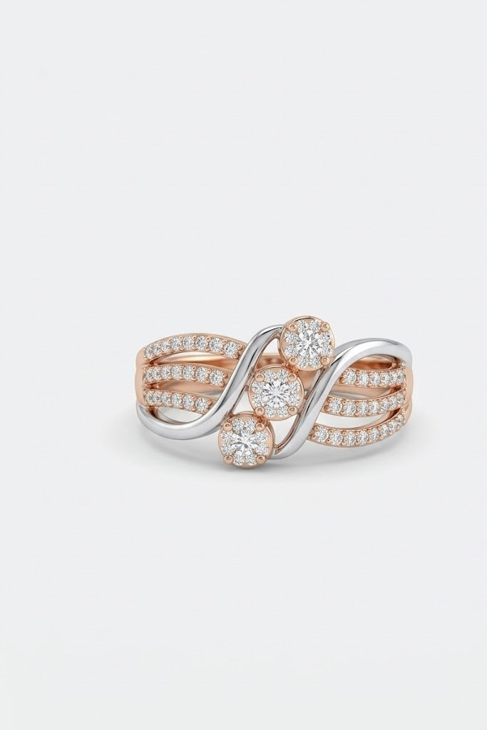 925 Sterling Silver Two Tone Infinity Diamond Ring for Women