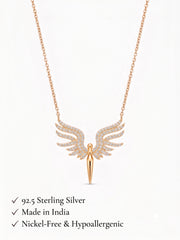 925 Sterling Silver Divine Guardian Wings Pendant Necklace for Women
